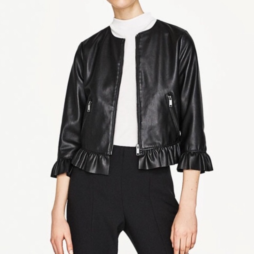 Zara leather jacket 🍯